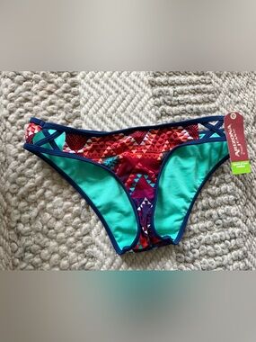 Arizona Turquoise & orange Aztec southwestern juniors M Bikini Bottom womens S